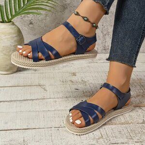Summer Women's Casual Chic Open-Toe Sandals - Comfortable, Lightweight Blue